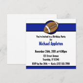 Football Royal Blue Birthday-uitnodigingen Kaart (Voorkant / Achterkant)