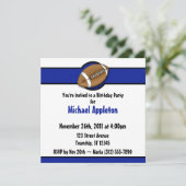 Football Royal Blue Birthday-uitnodigingen Kaart (Staand voorkant)