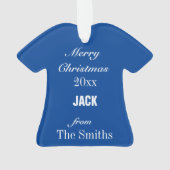 Football Royal Blue & White Jersey Ornament (achterkant)