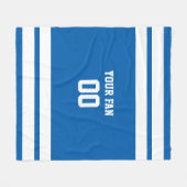 Football Royal Blue & White, speciaal gepersonalis Fleece Deken (Voorkant (Horizontaal))