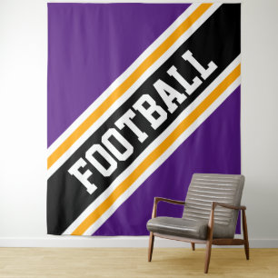 FOOTBALL Royal Paarse Yellow Black Slant Stripes Wandkleed