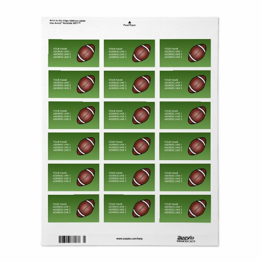 Football Rugby Ball Etiket (Full Sheet)