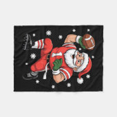 Football Santa Claus Lineman Christmas Quarterback Fleece Deken (Voorkant (Horizontaal))