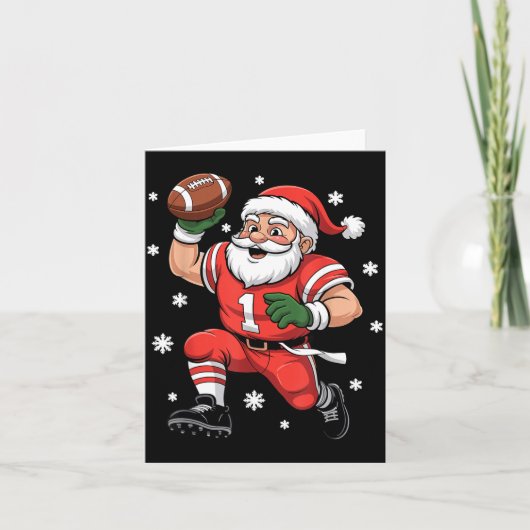 Football Santa Claus Lineman Christmas Quarterback Kaart (Voorkant)