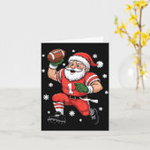 Football Santa Claus Lineman Christmas Quarterback Kaart (Gele Bloem)