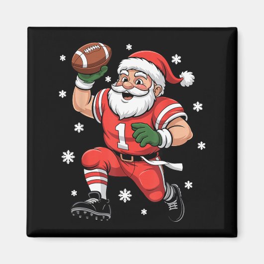 Football Santa Claus Lineman Christmas Quarterback Magneet (Voorkant)