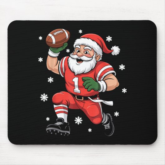 Football Santa Claus Lineman Christmas Quarterback Muismat (Voorkant)
