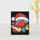 Football Santa Hat Christmas Lights Festive Touchd Kaart (Gele Bloem)