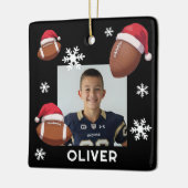 Football Santa Hat Name Photo Christmas Keramisch Ornament (Links)