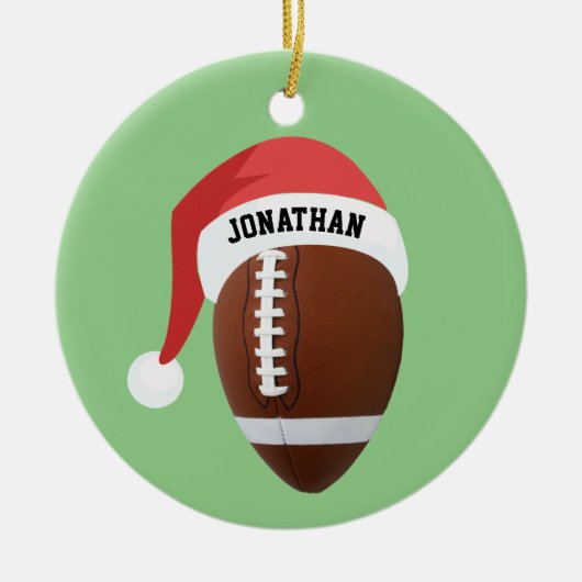 Football Santa Hat Ornament (Voorkant)