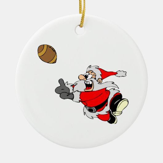 Football Santa Keramisch Ornament (Voorkant)