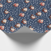 Football Santa on Dark Blue Cadeaupapier (Hoek)