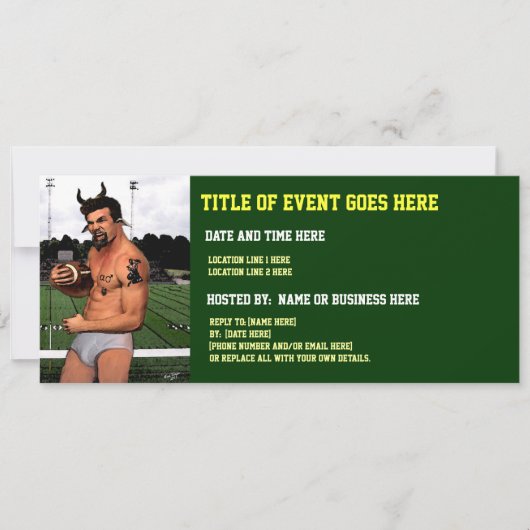 Football satyr in Briefs Custom Invitations Kaart (Voorkant)