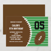 Football Schattige gestikte verjaardagsfeestuitnod Kaart (Voorkant / Achterkant)