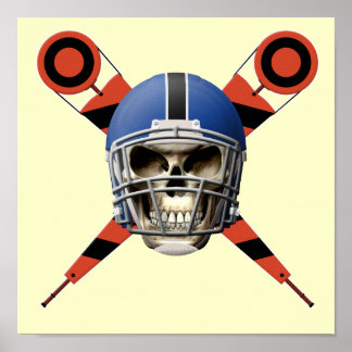 Football schedel met Helmet en geelbeschermers Poster