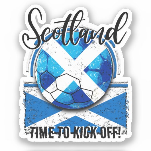 Football Schotse vlag, Blue Sky White Voetbal Sticker (Voorkant)