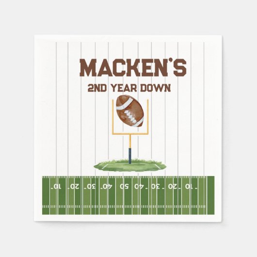 Football second year down boy birthday servet (Voorkant)