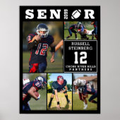 Football Senior 5 Photo Collage Graduation Poster (Voorkant)