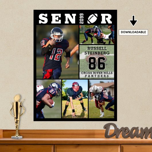 Football Senior Afstuderen 6 Fotocollage Poster