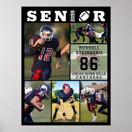 Football Senior Afstuderen 6 Fotocollage Poster (Voorkant)