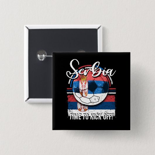 Football Servië Vlag, Servisch voetbalteam Vierkante Button 5,1 Cm (Voorkant /achterkant)