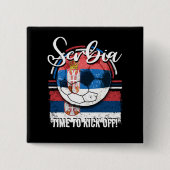 Football Servië Vlag, Servisch voetbalteam Vierkante Button 5,1 Cm (Voorkant)