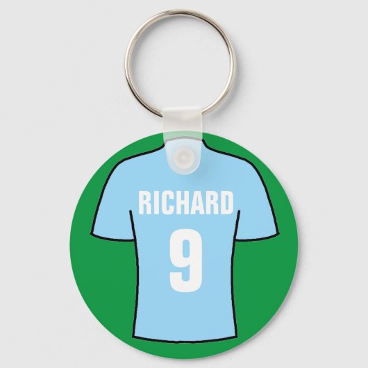 Football shirt design in sky blue. sleutelhanger (Voorkant)