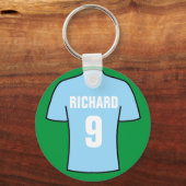 Football shirt design in sky blue. sleutelhanger (Achterkant)