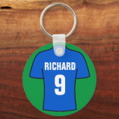 Football shirt in blauw. sleutelhanger (Achterkant)