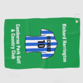 Football Shirt in blauwe en witte strepen Golfhanddoek (Horizontaal)