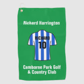 Football Shirt in blauwe en witte strepen Golfhanddoek (Voorkant)