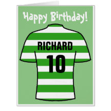 Football Shirt in Green Hoops Birthday Kaart