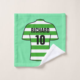 Football Shirt in Green Hoops Wash Cloth Washandje