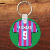 Football shirt in kleur en blauw. sleutelhanger (Achterkant)