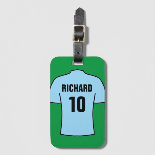 Football Shirt in lichtblauw Bagagelabel (Voorkant (verticaal))