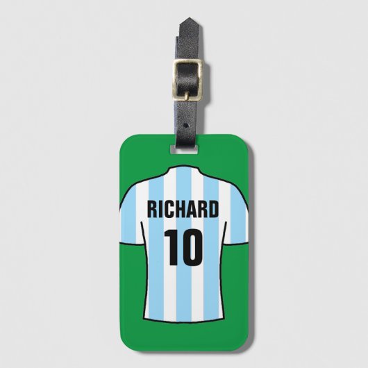 Football Shirt in lichtblauw Bagagelabel (Voorkant (verticaal))