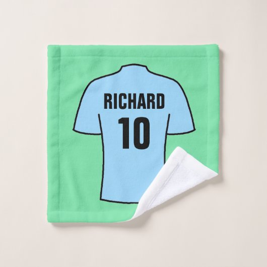 Football Shirt in Light Sky Blue Wash Cloth Washandje (Wasdoekje)