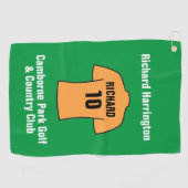 Football Shirt in Oranje of goud en zwart Golfhanddoek (Horizontaal)