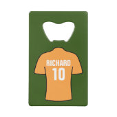 Football Shirt in oud goud Creditkaart Flessenopener (Voorkant)