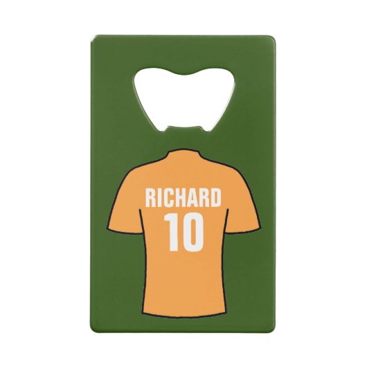 Football Shirt in oud goud Creditkaart Flessenopener (Voorkant)