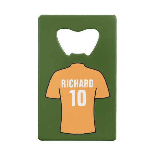 Football Shirt in oud goud Creditkaart Flessenopener (Achterkant)