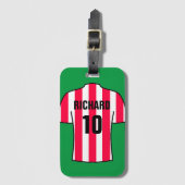 Football Shirt in rode en witte strepen Bagagelabel (Voorkant (verticaal))