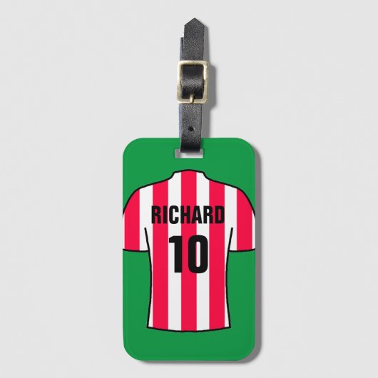 Football Shirt in rode en witte strepen Bagagelabel (Voorkant (verticaal))