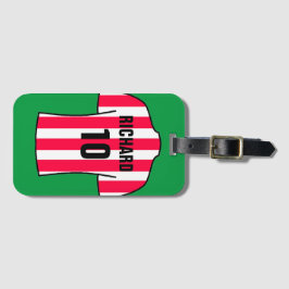 Football Shirt in rode en witte strepen Bagagelabel