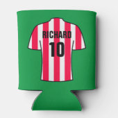 Football Shirt in rode en witte strepen Blikjeskoeler (Achterkant)