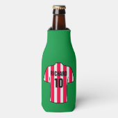Football Shirt in rode en witte strepen Flesjeskoeler (Fles Voorkant)