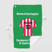 Football Shirt in rode en witte strepen Golfhanddoek (Insitu)