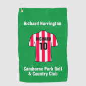 Football Shirt in rode en witte strepen Golfhanddoek (Voorkant)