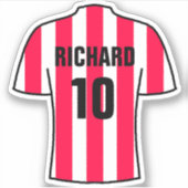 Football shirt in rode en witte strepen sticker (Voorkant)