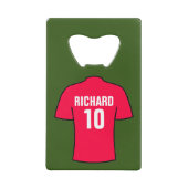 Football Shirt in rood Creditkaart Flessenopener (Voorkant)